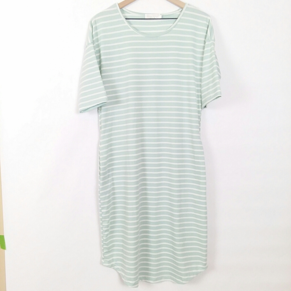 Sign Here striped midi tee dress with pockets
